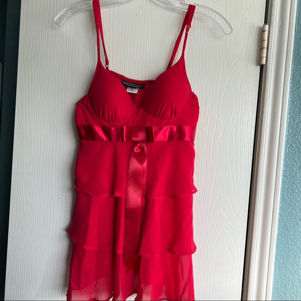 Sexy red ruffled babydoll nightie